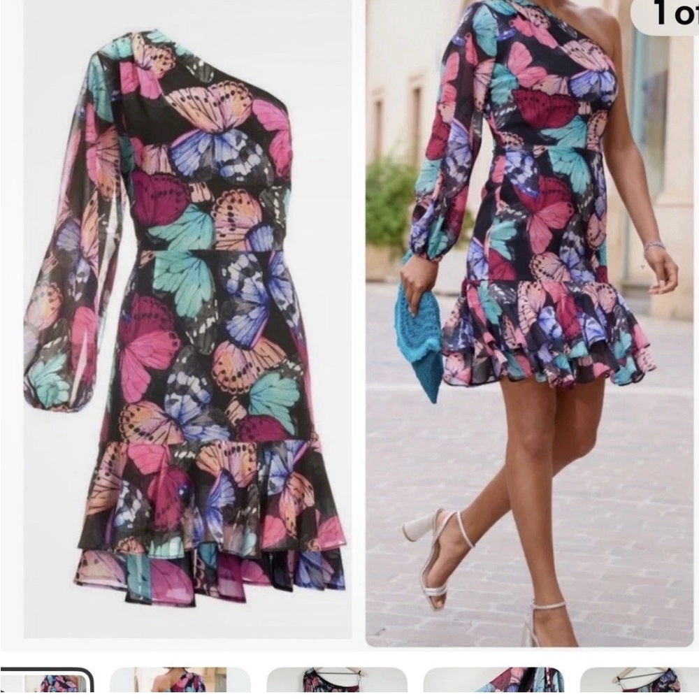 Boston Proper Multicolor One-Shoulder Dress